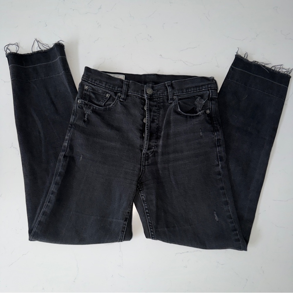 GAP Cheeky Straight Black/Dark Grey High Rise Jeans